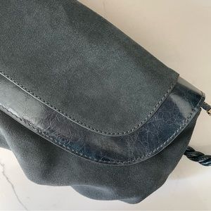 NWT Anthropologie Blue Suede Bag with Two Straps